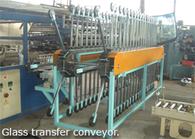 Glass transfer conveyor.
